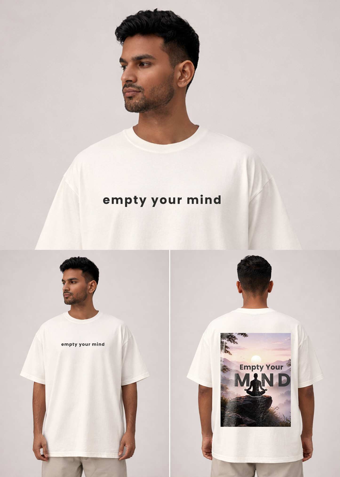 Empty Your Mind Two Side Print Unisex Oversized Classic T-Shirt